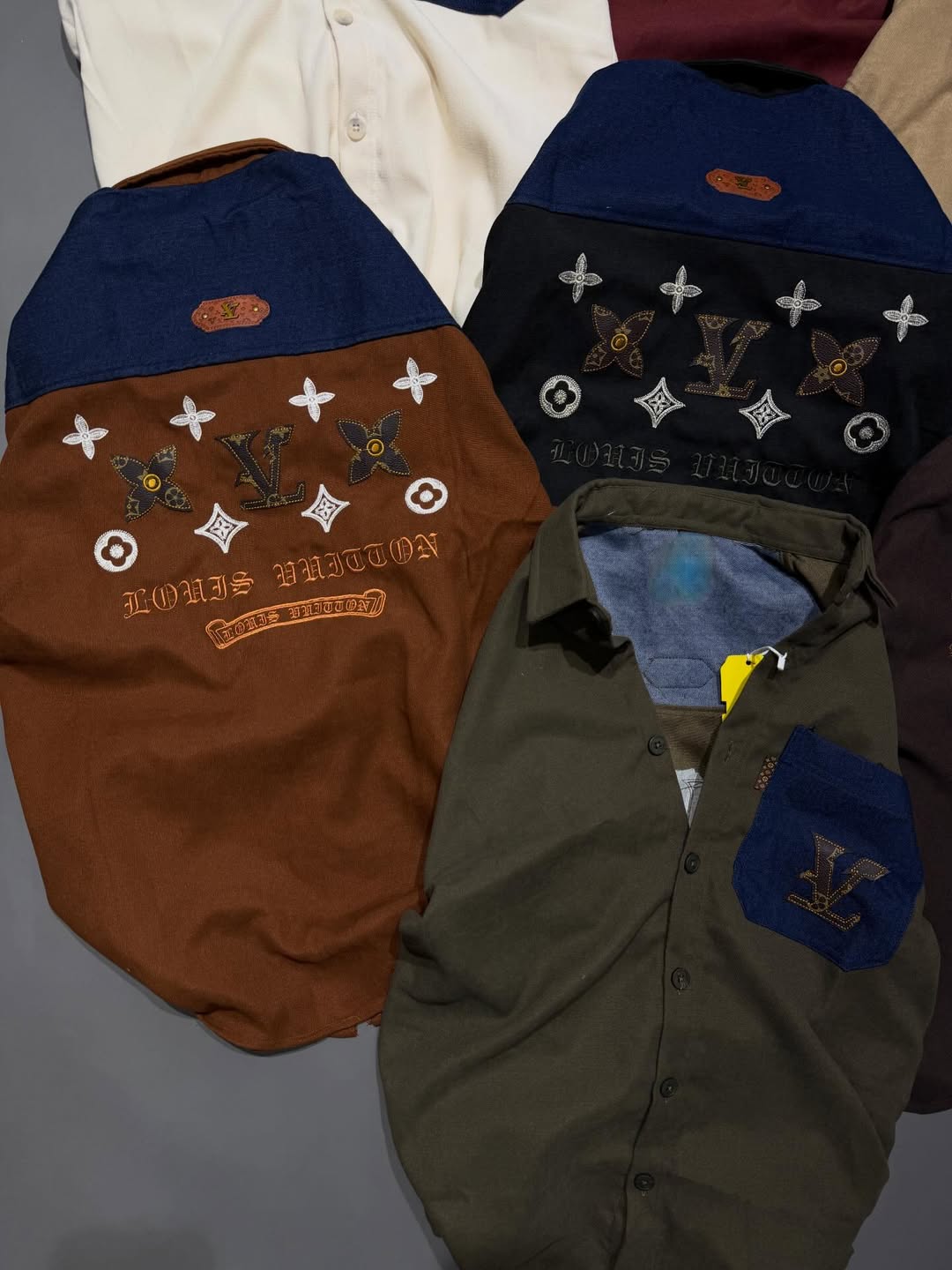 Premium Korean Style Two-Tone Oversized Shirt for Men – Embroidered Back Streetwear Shirt