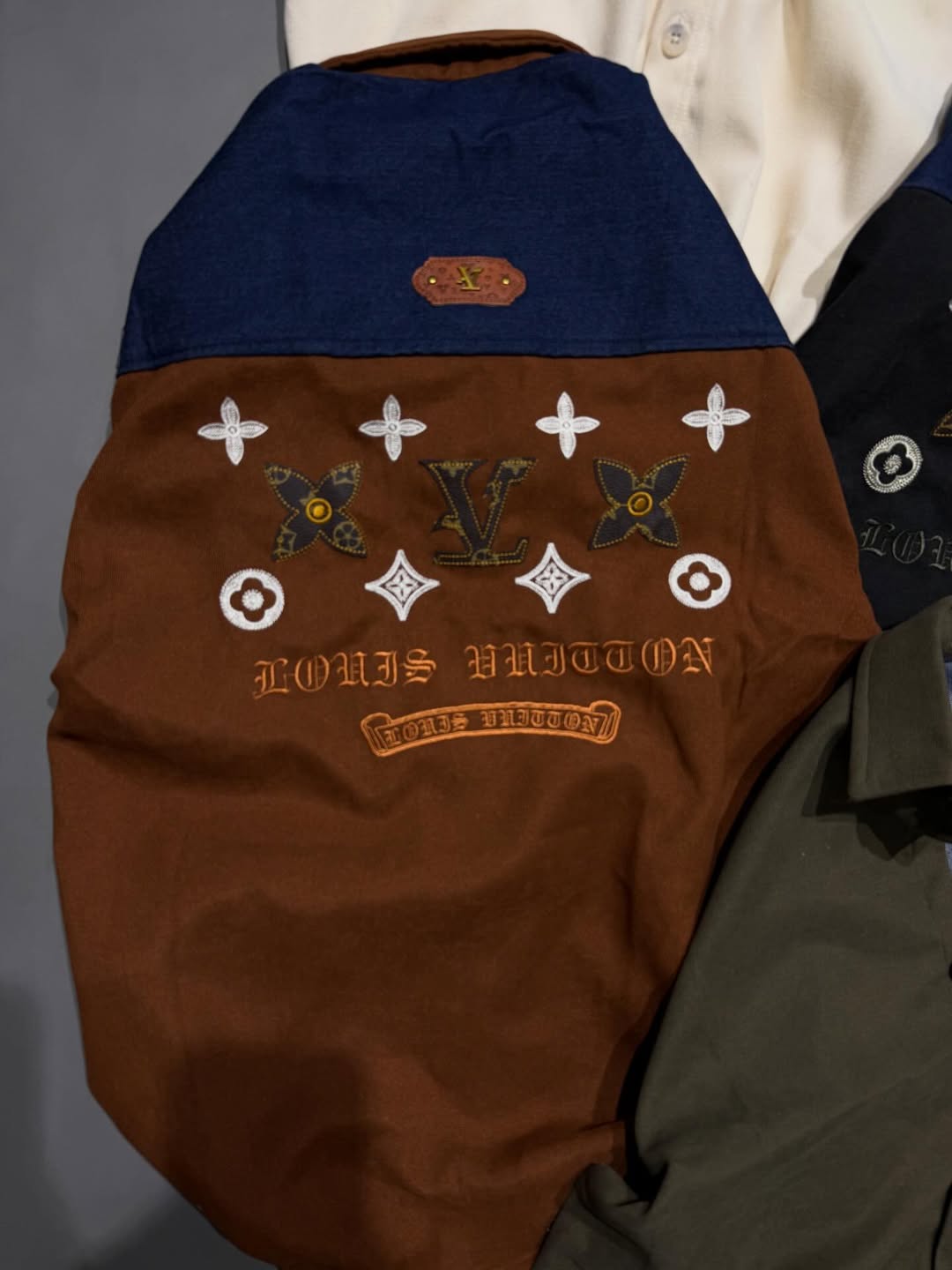 Premium Korean Style Two-Tone Oversized Shirt for Men – Embroidered Back Streetwear Shirt